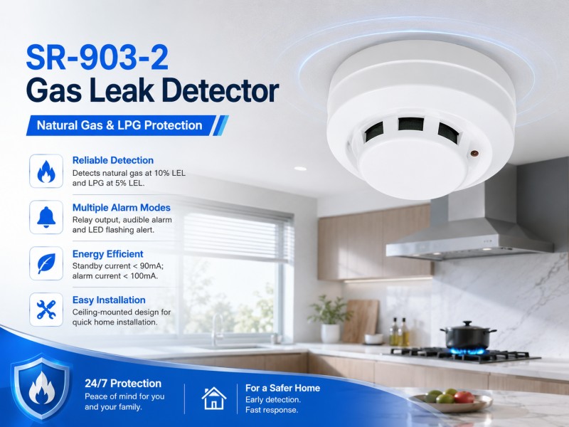 SR-903-2 Kitchen Cooking DC9-24V Natural Gas & LPG Leak Detector