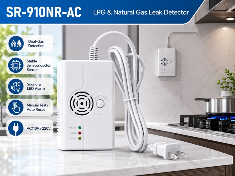SR-910NR-AC Home Kitchen LPG & Natural Gas Leak Detector