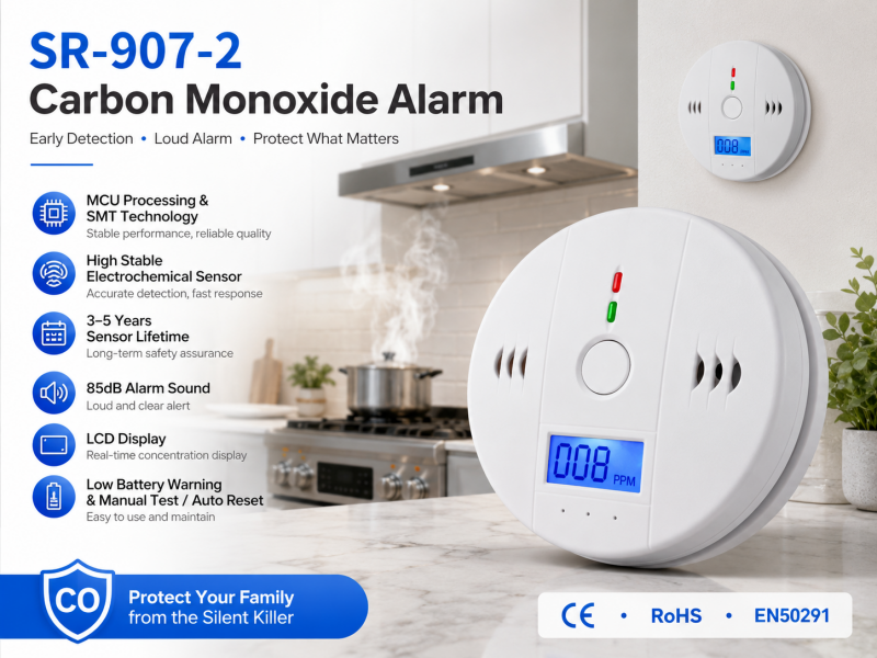 SR-907-2 Carbon Monoxide Detector with LCD