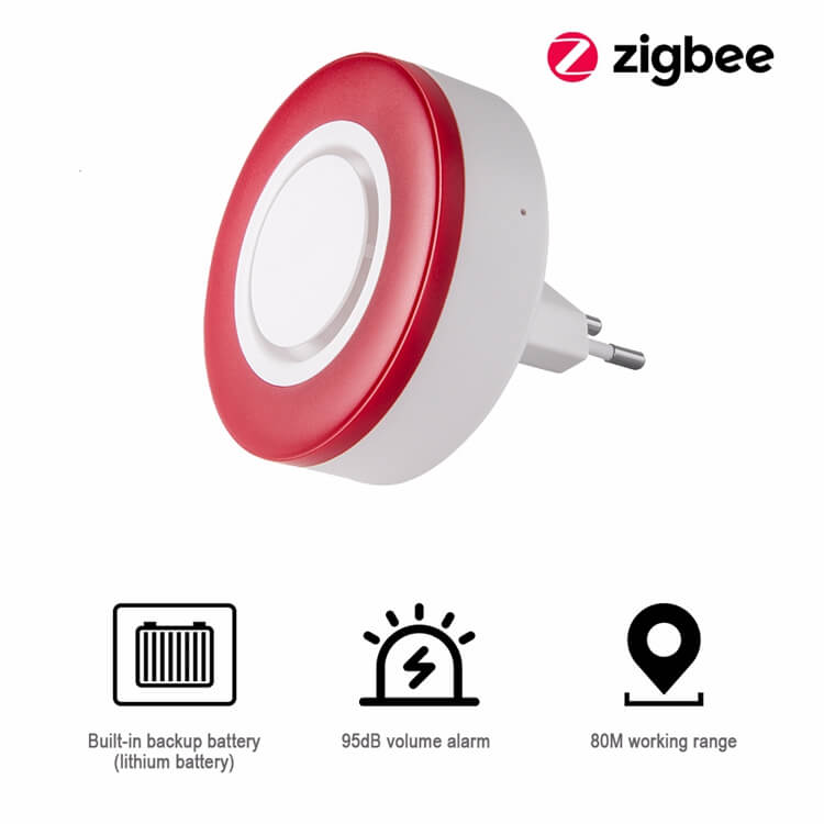 LED Flash Zigbee Siren Alarm Anti Tamper Switch Design 100db
