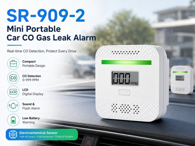 SR-909-2 Mini Portable Car CO Gas Leak Alarm