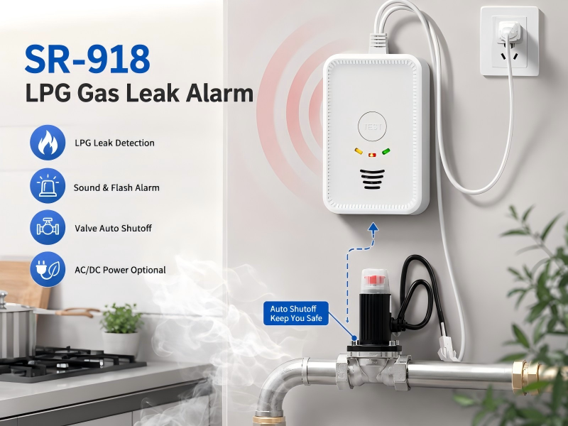 SR-918 Series LPG Gas Leak Alarm System with Solenoid Valve Without LCD