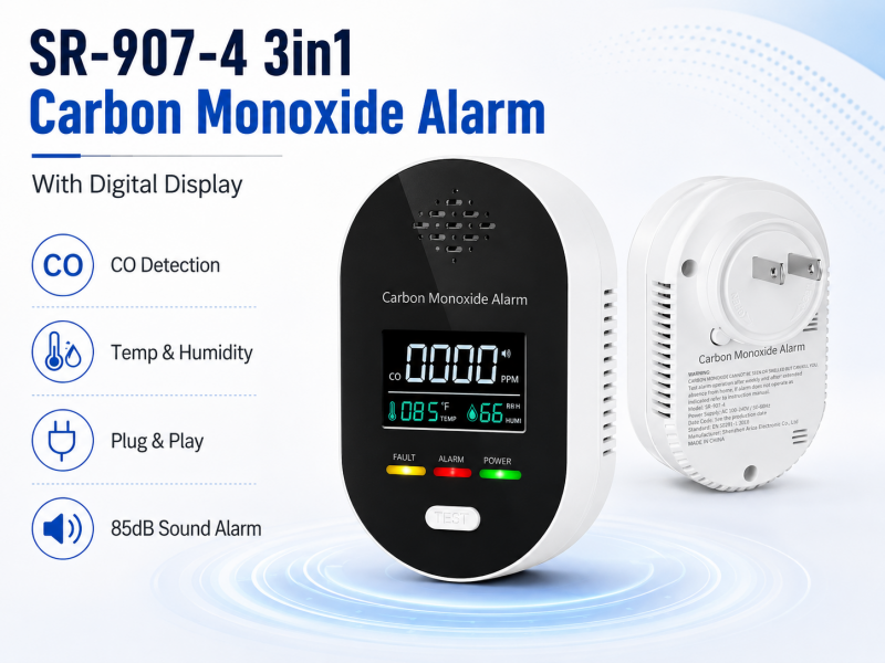 SR-907-4 Carbon Monoxide Alarm Wholesale Home Kitchen 85dB