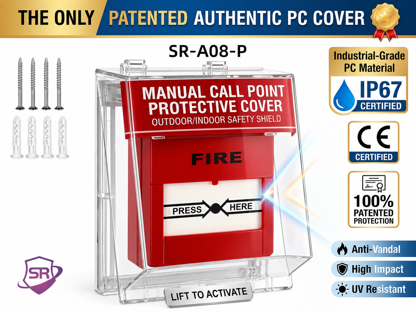 SR-A08-P IP67 Manual Call Point Cover Without Sounder