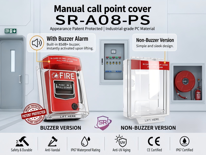 SR-A08-PS IP67 Manual Call Point Cover for Outdoor Fire Alarm Protection