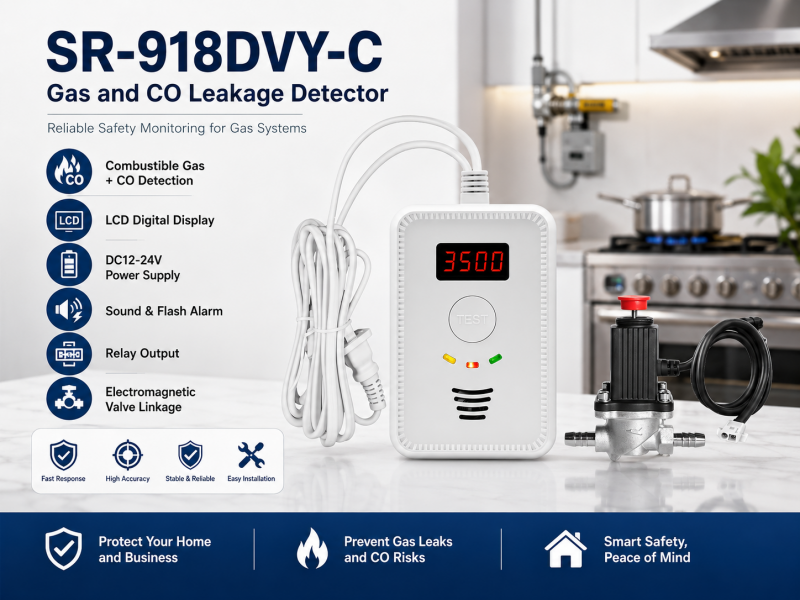 SR-918DVY-C Relay Output Multi CO And Combustible LPG GasDetector LCD display
