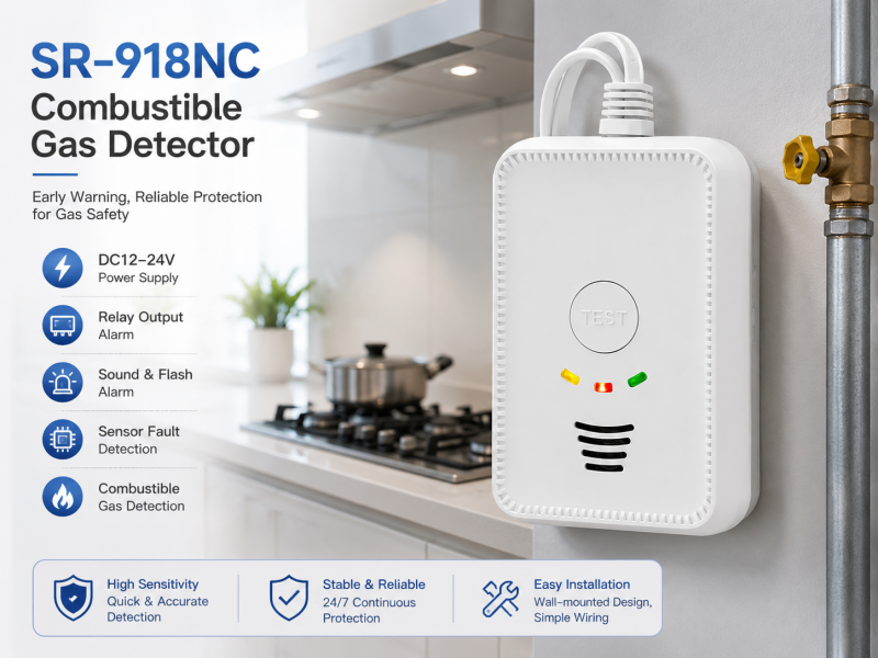 SR-918NC Network 12-24V Home safety Combustible Natural Gas Leak Alarm