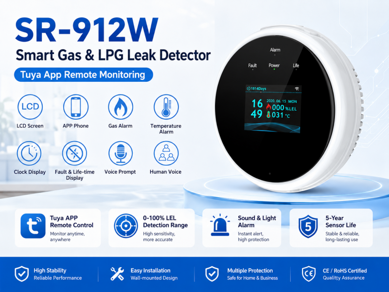 SR-912W Smart Home Industrial WiFi Gas Sensor Detector