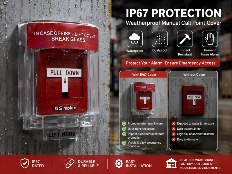 IP67 Weatherproof Manual Call Point Cover for outdoor and industrial fire alarm protection