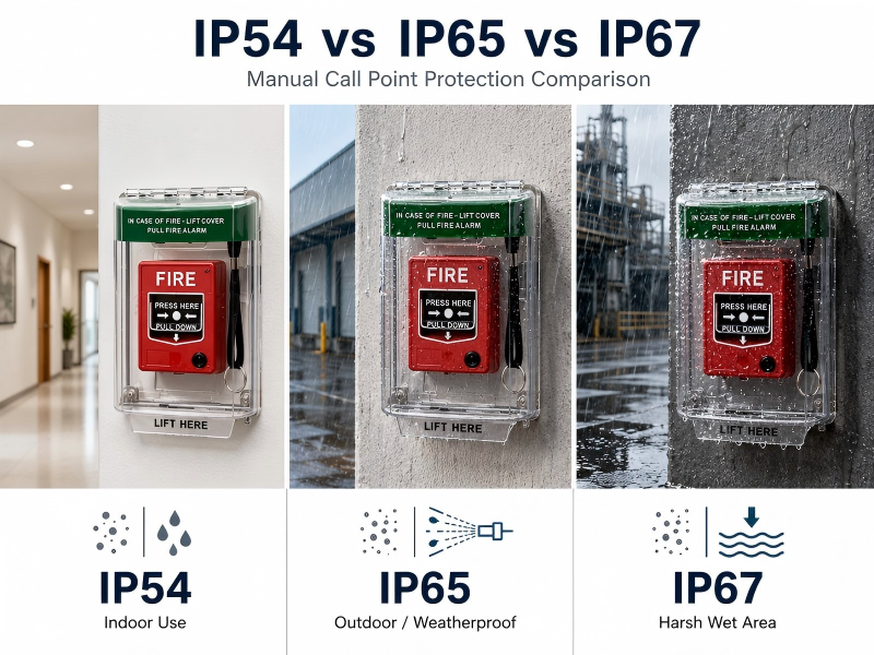 IP54 vs IP65 vs IP67 protection levels for manual call point installations