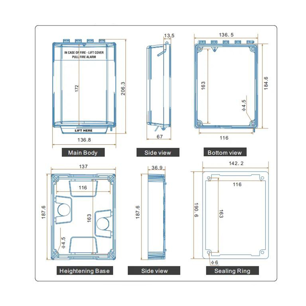 sumring manual call point cover size